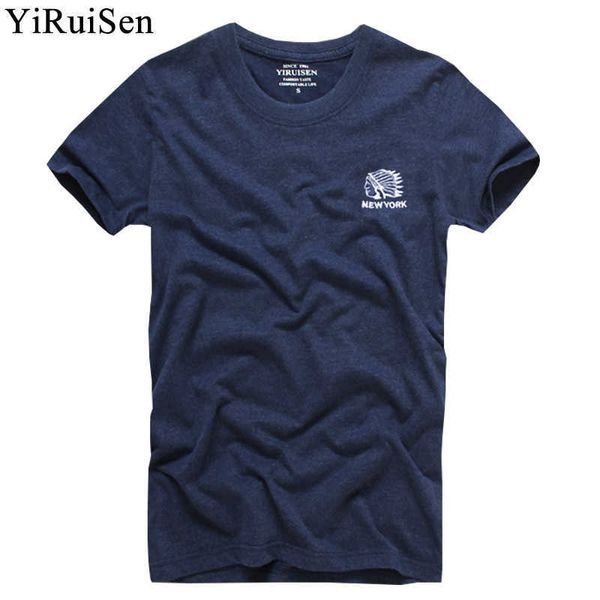 Top Quality 100% Algodão Indiano Bordado T Shirt Dos Homens de Manga Curta de Verão T-shirt Da Moda Roupas Yiruisen Marca Tshirt Homme Y19042603