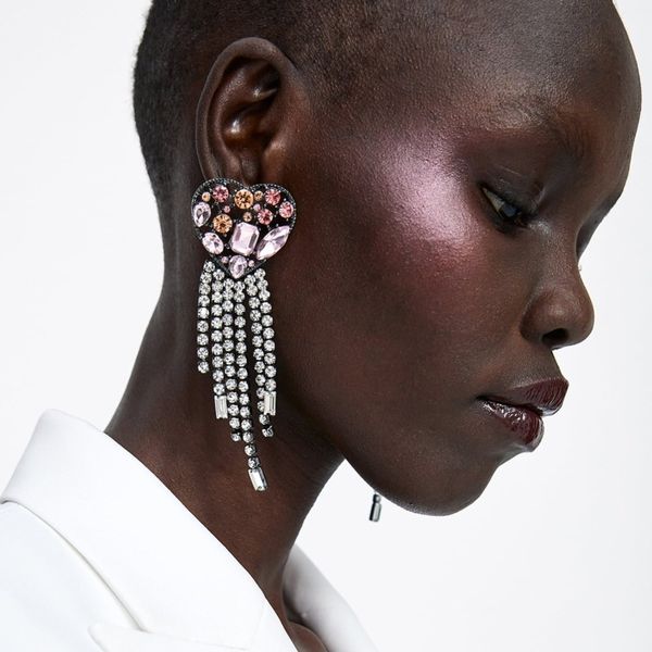

vedawas new design crystal tassel drop dangle earrings for women jewelry accessories trendy pendientes wholesale xg2730, Silver