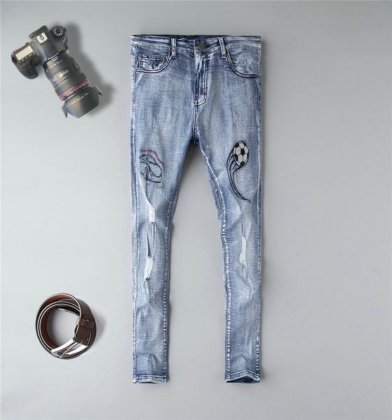 

givenchis мужчины счетчики диких штаны итальянский дизайнер бренда брюки моды пара роскошных классические качества брюки тенденция embroider, Blue