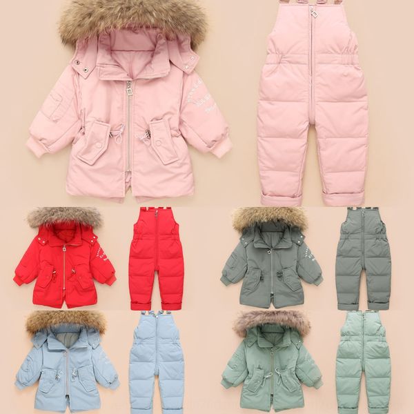 

children's down jacket down jacket set male and female children's hair collar 1-4 years old baby winter wear two pieces, Blue;gray