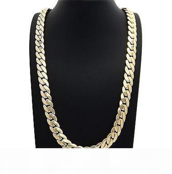 

mens miami cuban link chain 12mm 14k gold plated 24" necklace, Silver