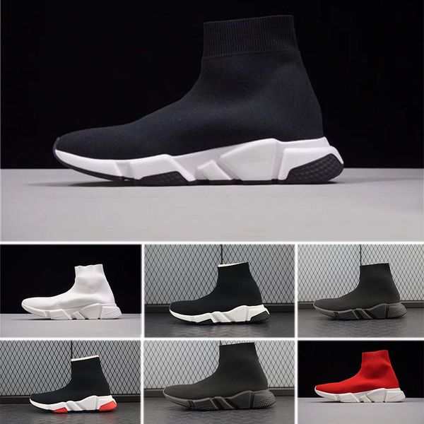 

paris luxury sock speed runner knit sock shoe original luxury trainer runner sneakers race mens women sports casual shoe, Black