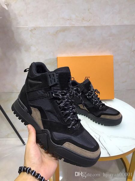 

2019 er iconic damier graphite canvas mens luxury designer shoes casual shoes with printing leather hook and loop lace-up sneaker yd190903, Black