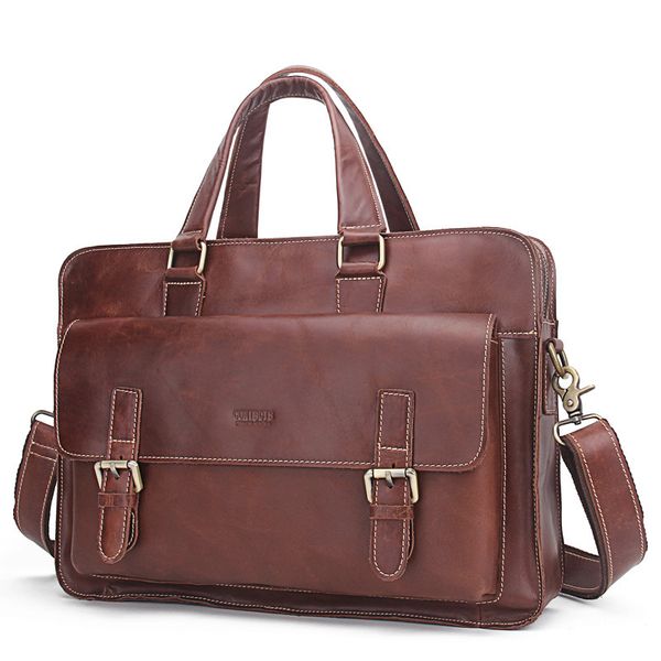 

casual men genuine leather briefcase big business men cow leather briefcase for lapbag capacity genuine handbag new