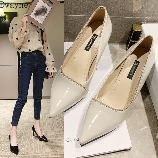 

temperament black high heels thick with professional wild women's shoes pointed single shoes elegant rhinestone pumps