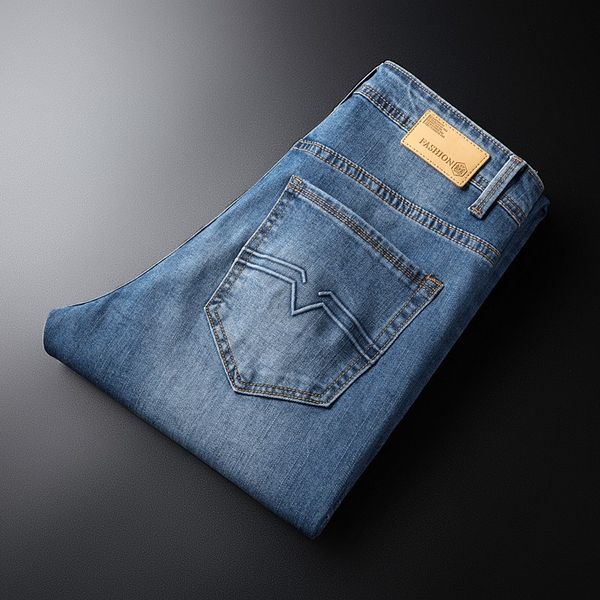 

2020 new men's slim elastic jeans fashion business classic style blue skinny jeans denim pants trousers male 40