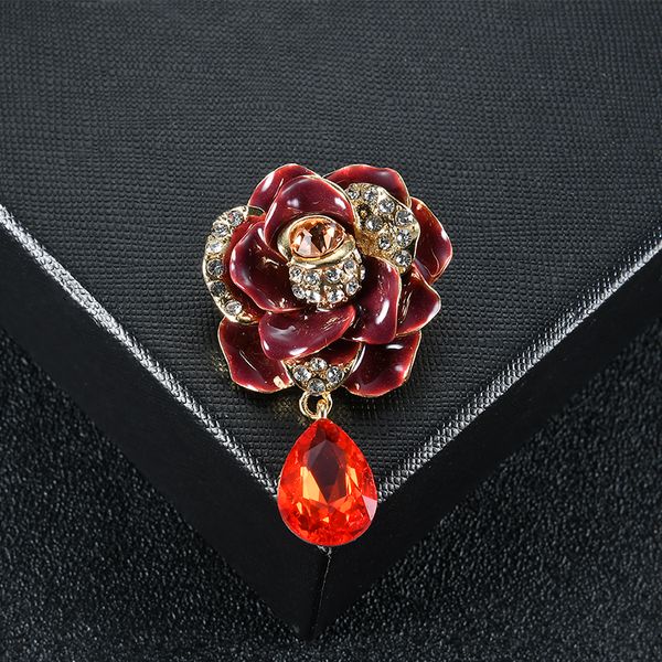 

rhinestone багровый элегантный романтический роуз брошь pin завод цветочные броши одежда украшение украшение подарка ювелирных изделий, Gray
