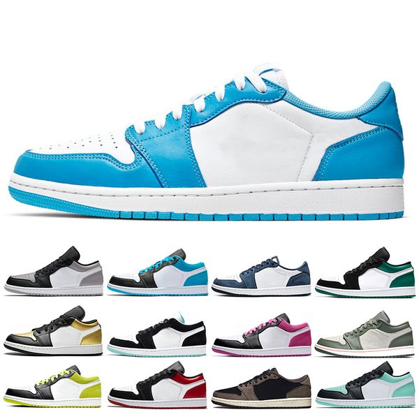 

jumpman 1 men women basketball shoes 1s low mens trainers unc dark mocha laser blue midnight navy magenta sports sneaker size 36-46
