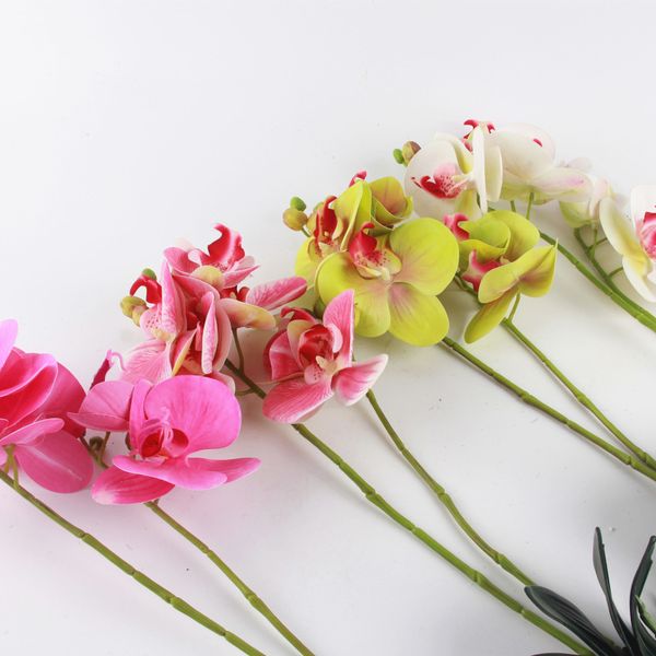 

artificial flowers real touch orchid wedding party decoration small branches with leaves latex orchids fake flowers for home