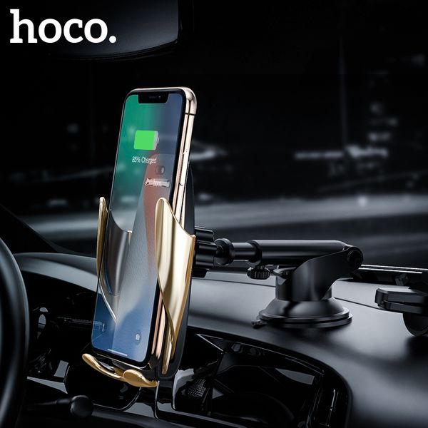 

hoco qi car wireless charger infrared induction auto clamping air vent mount car phone holder 10w fast charger for iphone x xs