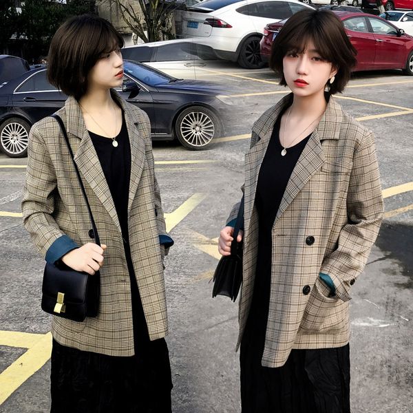 

women spring and autumn new retro plaid british chic net red plaid suit vadi women suit vestidos offical dress, White;black