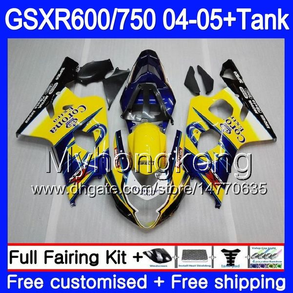 Corpo + tanque para Suzuki GSXR 750 GSX R750 K4 GSXR 600 GSXR600 azul HOT 04 05 295HM.14 GSXR750 GSXR600 04 05 GSXR750 2004 2005 carenagens