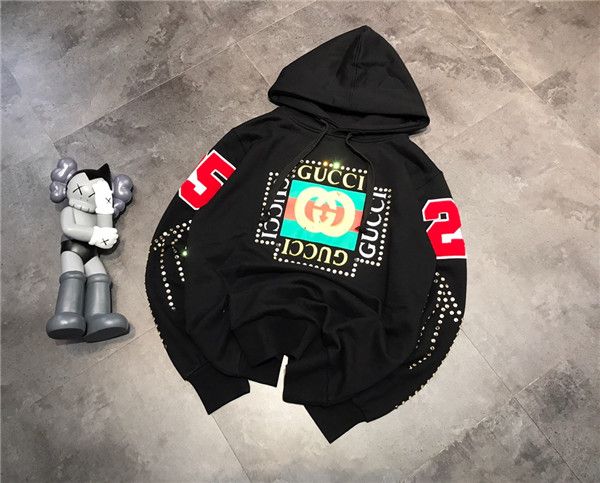 

18aw luxury brand de igner fix rhine tone equin applique hoody women men jumper weater pullover treetwear outdoor hoodie