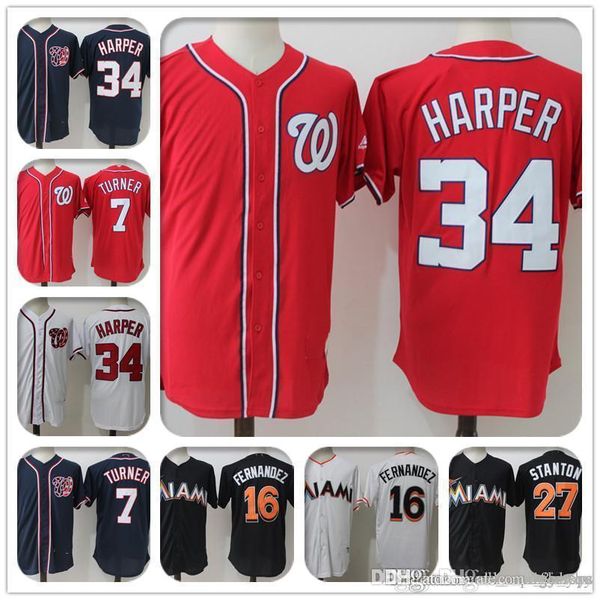 

34 Bryce Harper Washington MiamiNationals Marlins coolbase jerseys Jersey 7 Trea Turner Jersey 7 Giancarlo Stanton 16 Jose Fernandez a2