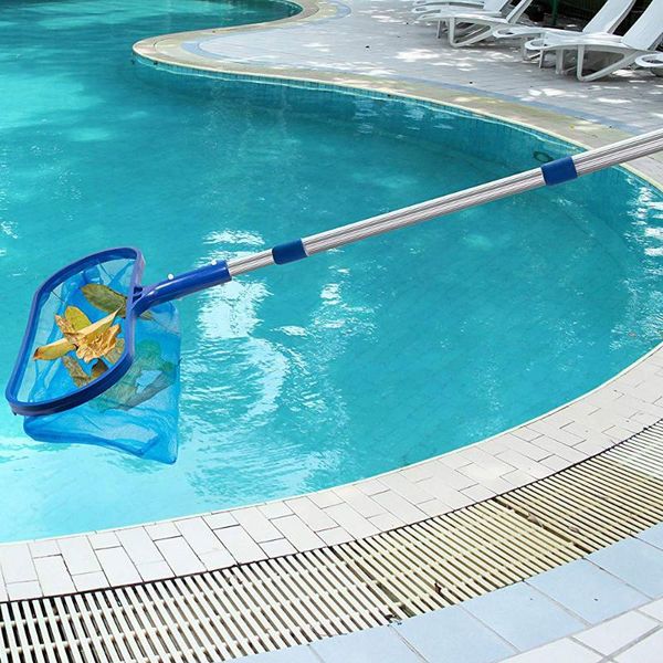 

professional leaf rake mesh frame net skimmer cleaner swimming pool tool extension rod up to 105cm pool accessories #2m08