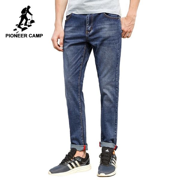 

pioneer camp jeans men brand clothing slim male casual pants cotton denim trousers for men, Blue
