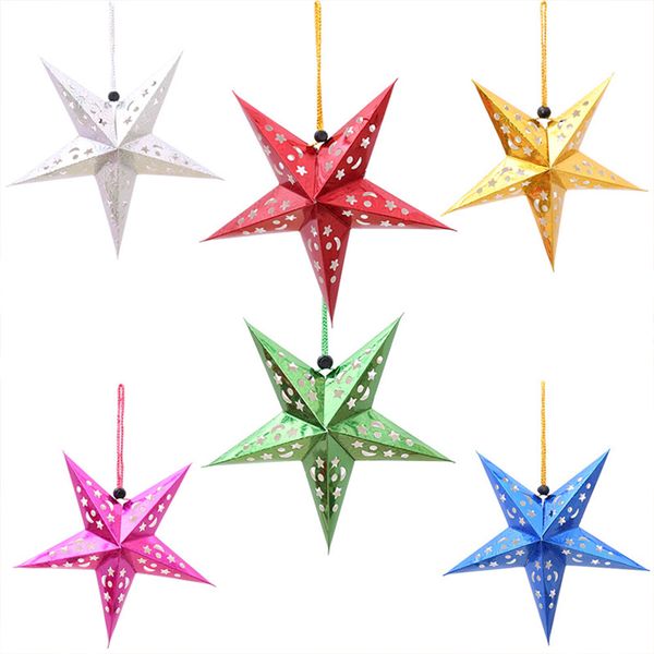 

hanging 3d laser five-pointed stars christmas party ornaments prop 30cm