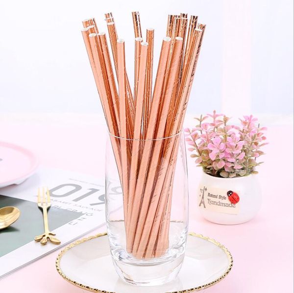 2019 Hot Sale Disposable Paper Straw Eco Friendly Rose Gold