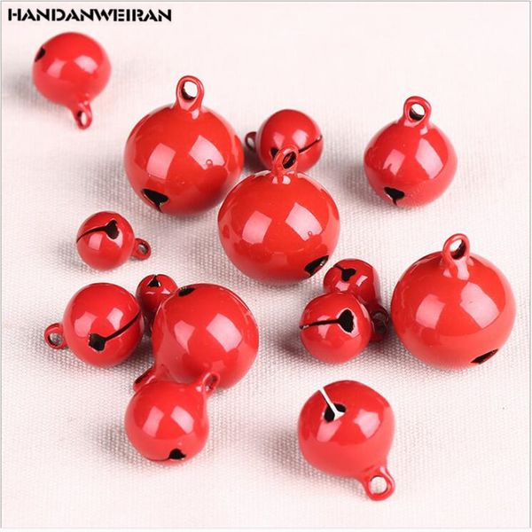 

20pcs/pack 12mm14mm christmas tree decorations painted copper bells christmas word open red bells decorations for home