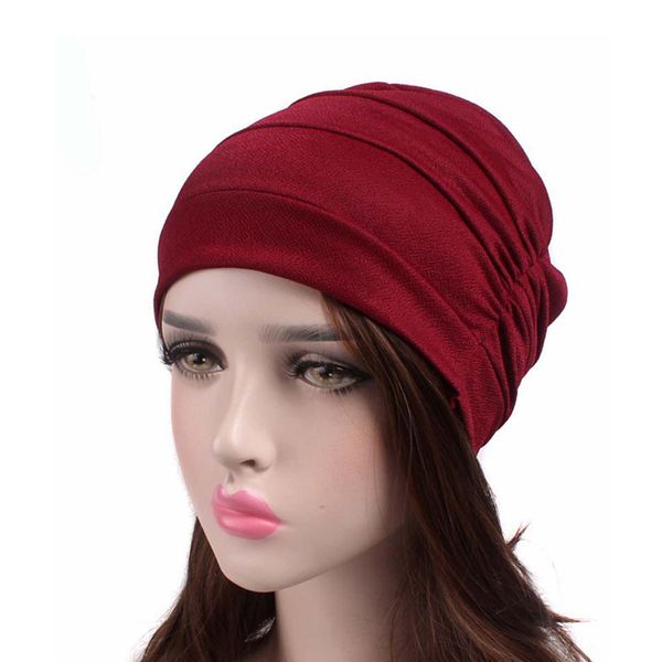 

pleated pullover cap chemotherapy hedging caps red hat solid color women casual female girls patient european american dome, Blue;gray
