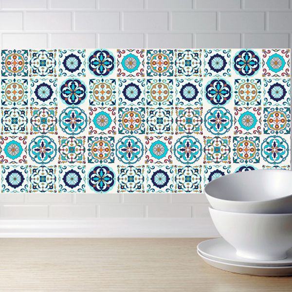 

wall stickers self-adhesive moroccan tile sticker pvc oil-proof waterproof for home living room bedroom kitchen bathroom 20x100cm