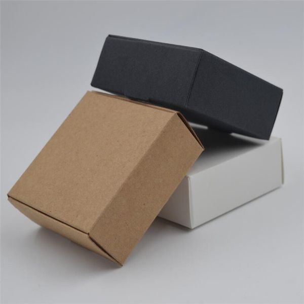 

100pcs christmas gift box small paper candy box white/black kraft boxes jewelry/soap packing party supplies 5.8x5.8x3.2cm