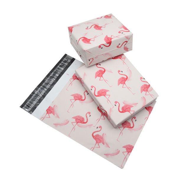 

100pcs 10*13 inch fashion pink flamingo pattern poly mailers self seal plastic mailing envelope bags