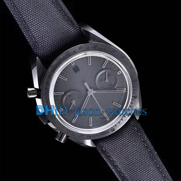 

om luxury watch 9300 chronograph fuction механические автоматические наручные часы матовый чехол cermic ободок нейлон ленточные мужские часы, Slivery;brown