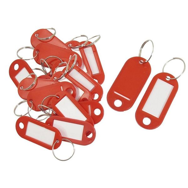 

20 pcs assorted key id label tags split ring keyring keychain (red, Black