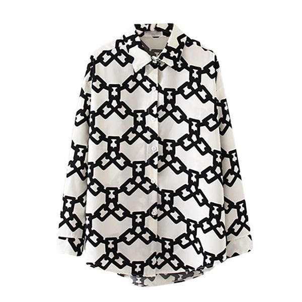 

new fashion women couple hoodies vintage cartoon print lapel sweatshirt loose long sleeve blouse printed sweatshirts, White