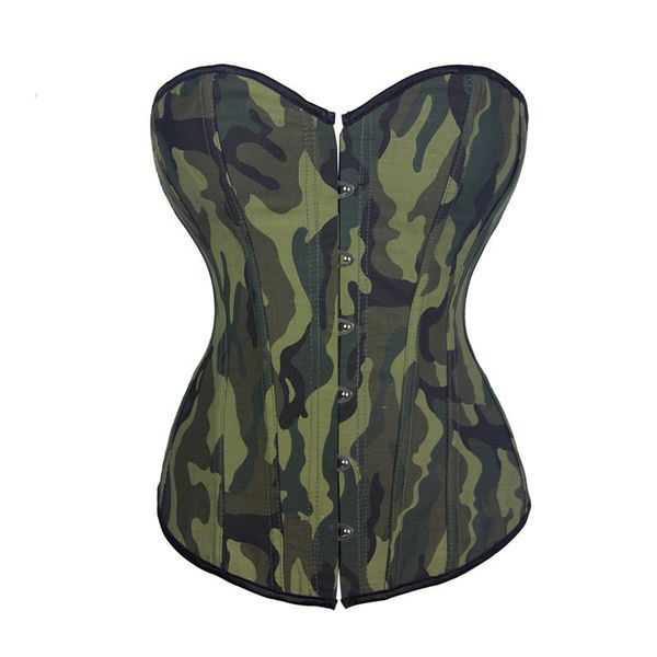 

camouflage corset women steampunk gothic bustier green army military lace up party club shows corset, Black;white