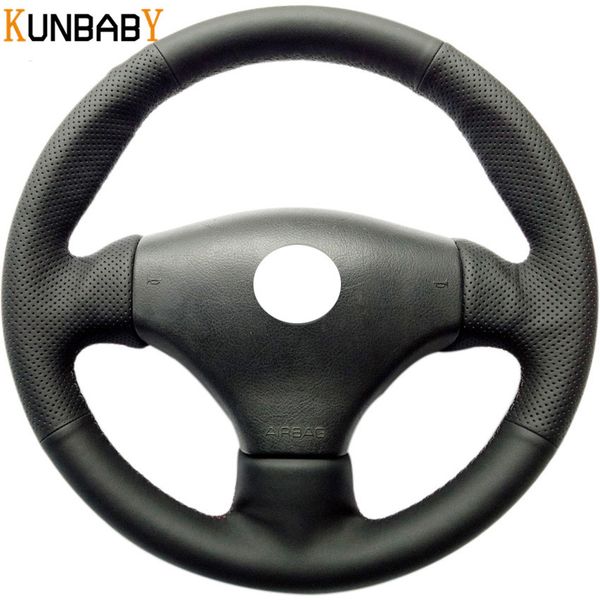 

kunbaby black micro fibre leather steering wheel cover auto cover on the steering wheel case for 206 2003 206 cc 2005