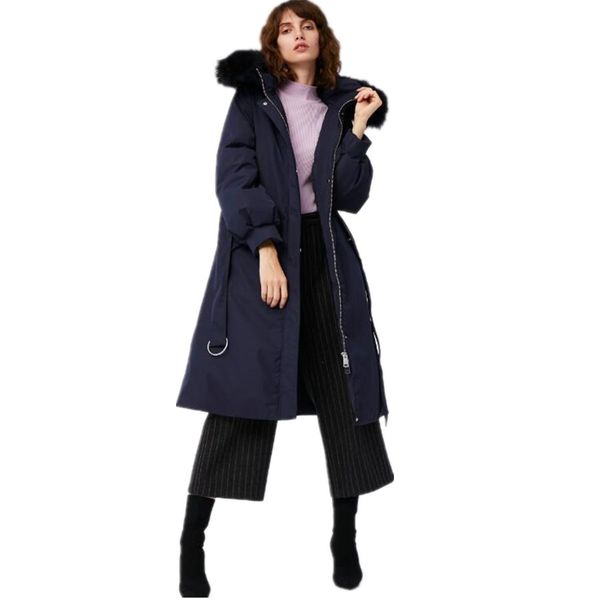 

big real fur collar hooded down coats female winter longer was thin thicker warm long hooded down coats wq2192, Black