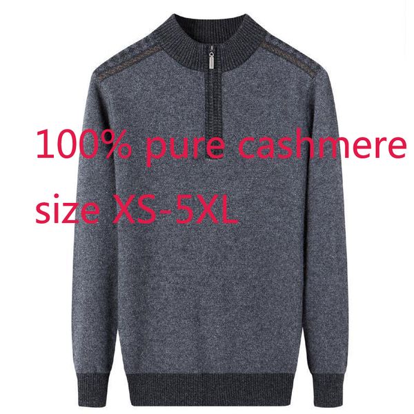 

new fashion 100% pure cashmere men heating sweater winter casual computer knitted sweatercoat plus size xs-4xl 5xl, White;black
