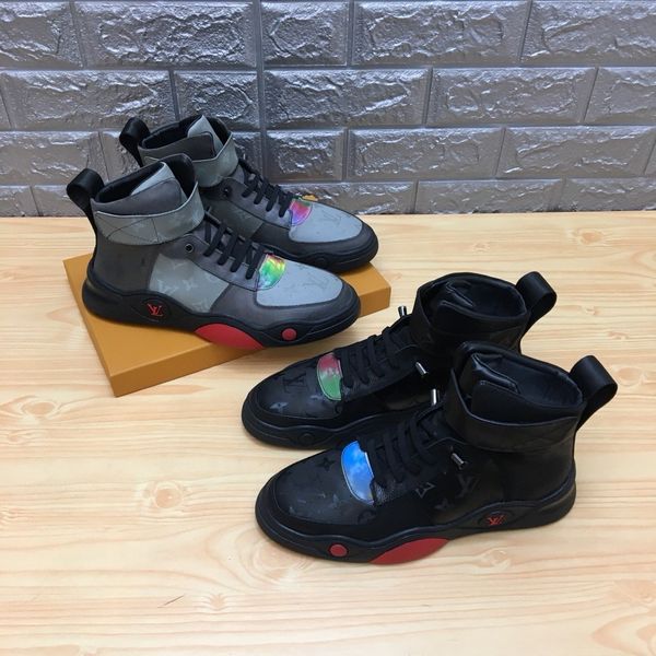 

new style luxury men's casual sneakers fashion design brand platform high-men's shoes can be worn in all seasons jteww, Black