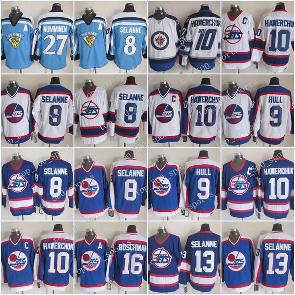 

мужские 10 хаверчук виннипег джетс 9 бобби халл 13 селянне 16 laurie boschman 27 нумминен урожай хоккей джерси, Black;red