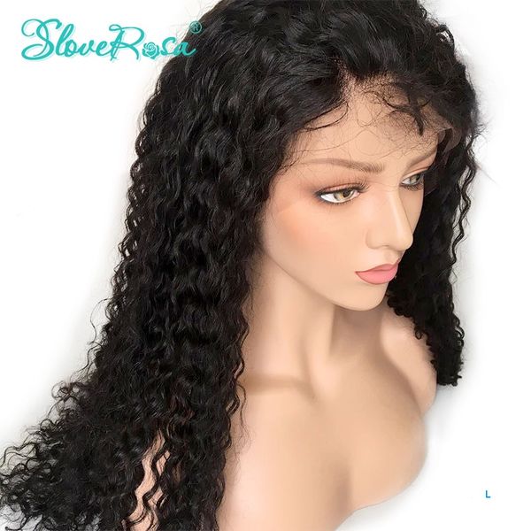 

glueless13x4 lace front human hair curly wigs for black women 130% pre plucked braizlian remy hair wigs low ratio slove rosa, Black;brown