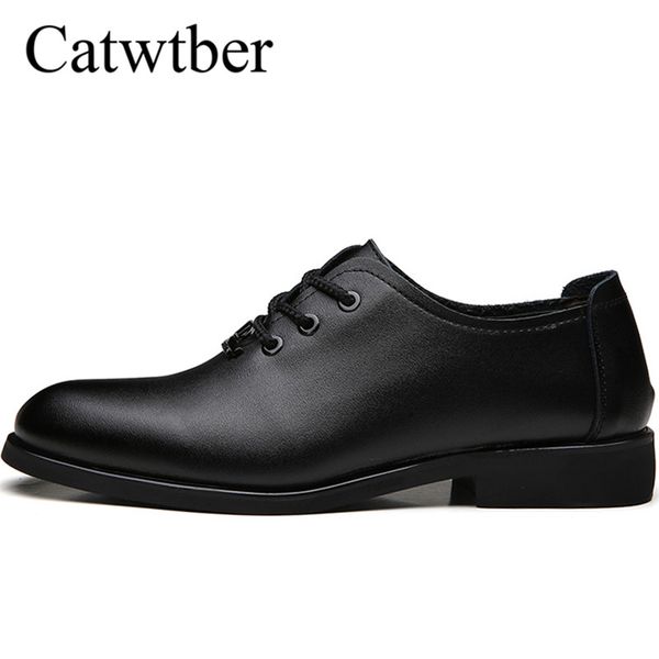

catwtber 2018 brand men casual leather shoes oxfords leather men's flats spring autumn fashion luxury classic shoes, Black