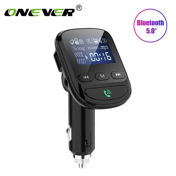 

onever car bluetooth 5.0 adapter wireless fm transmitter handscar kit aux bluetooth receiver support tf/u disk manos libres