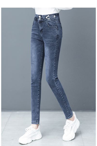 

lake blue the new tall waist trousers fashion leisure and feet pants joker magic