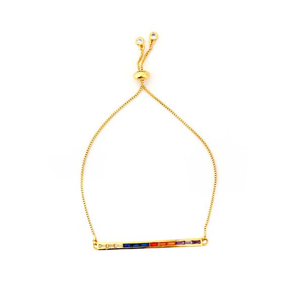 

micro-inlay rainbow zircon pendant bracelet adjustable snake chain bangle for girs jewellery bracelet christmas gifts, Golden;silver