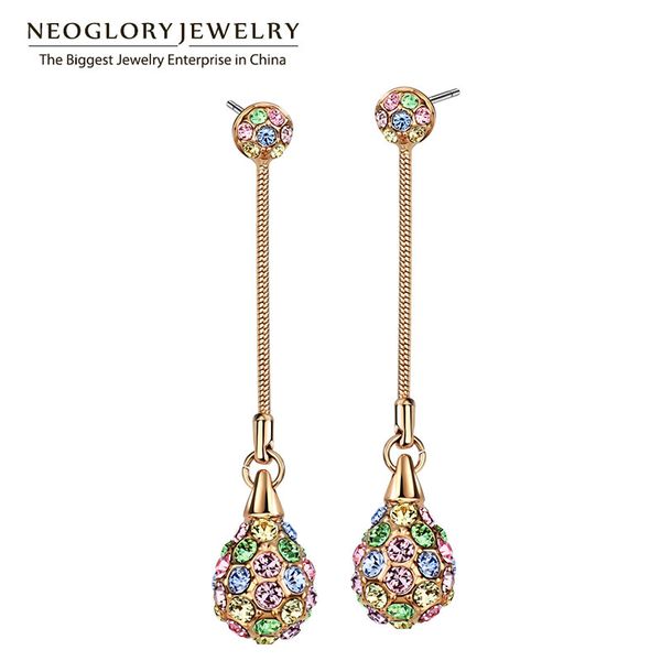 

neoglory light yellow gold color charm multi colorful long dangle earrings women fashion shamballa bohemian jewelry 2020 new, Silver