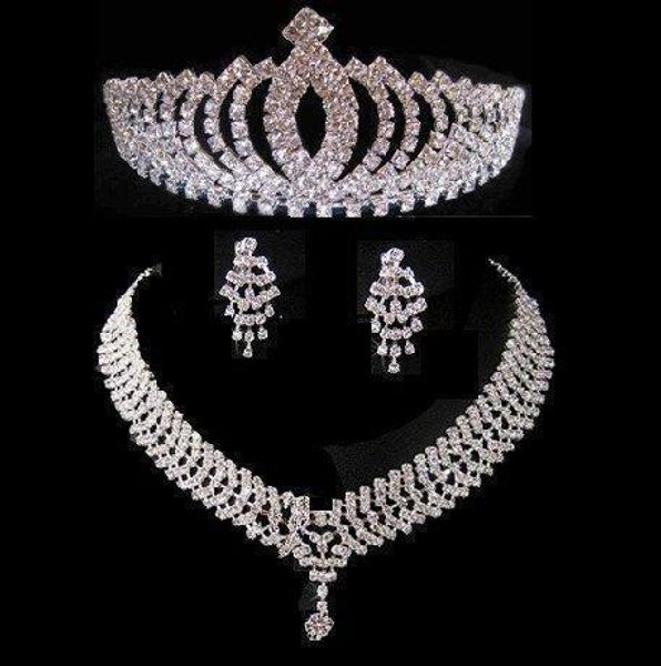 

2017 9styles sell three-piece bridal accessories tiaras hair necklace earrings accessories wedding jewelry sets hot, Slivery;golden