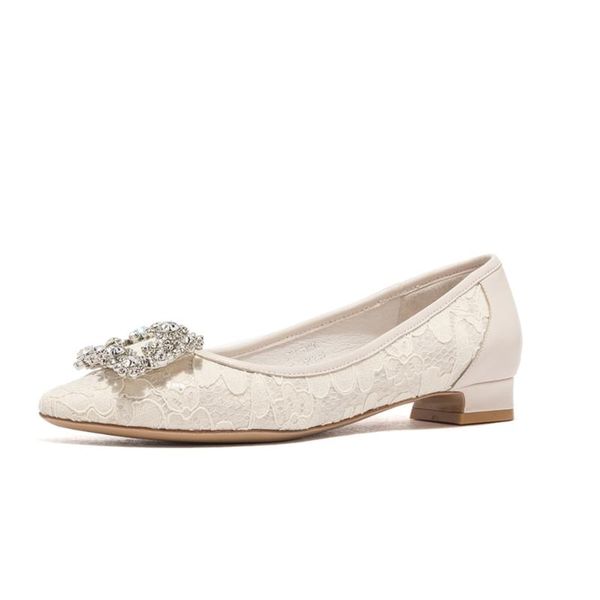 

st&sat women fashion pumps lace low heel shoes slip-on square toe sweet spring autumn for wedding party club casual, Black