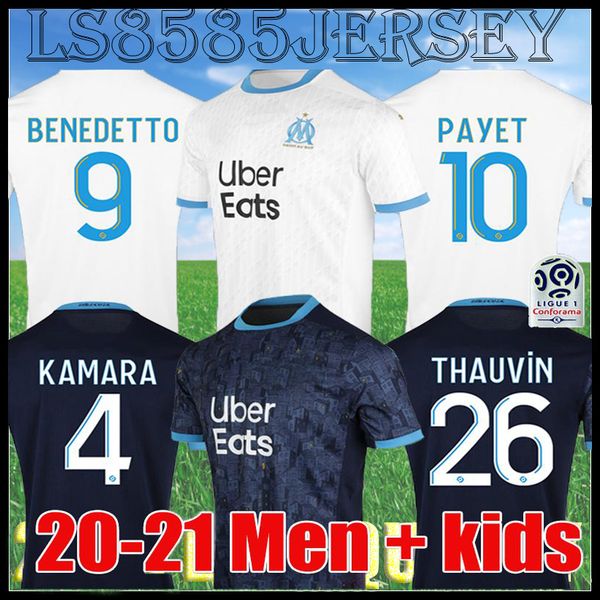 

20 21 olympique de marseille soccer jersey om 2020 2021 maillot foot payet thauvin benedetto maillots away football shirt men player version, Black;yellow