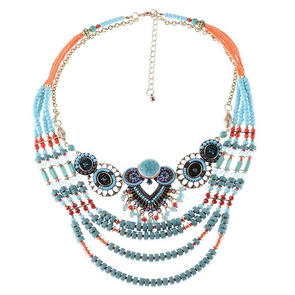 

retro boho owl bead necklace handmade beaded necklace ladies jewelry pendant gift ethnic bohemian choker #4o08, Silver