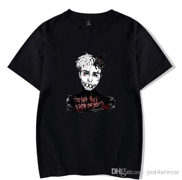 

mens t-shirts rapper xxxtentacion high street letter print short sleeved tees streewear male hip hop summer fashion tshirts, White;black