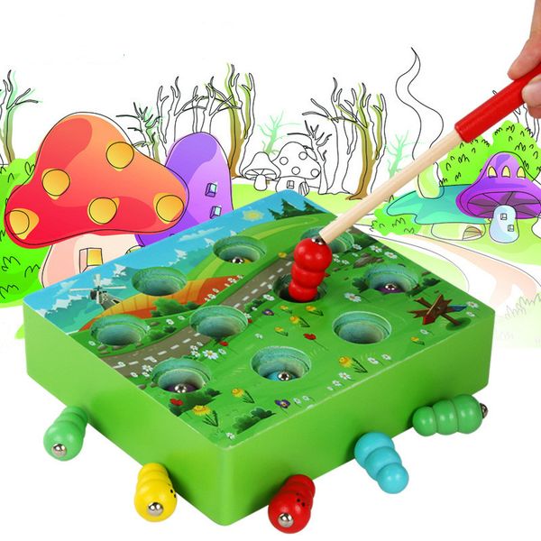 

children's mong's early educational fishing toys children2-4years old half magnetic mushroom forest insect catching game