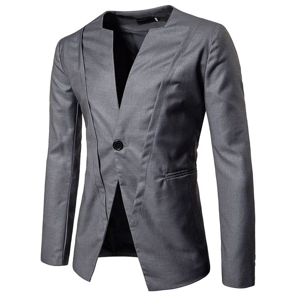 

fashion men's slim fit one button business suits wedding suit foreign trade male autumn collarless men clothing big and tall xxl, White;black