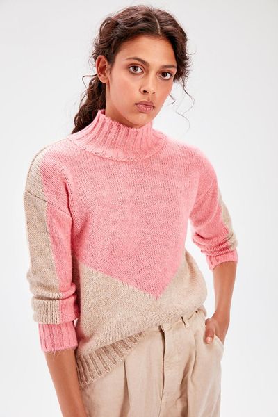 

trendyol camel turtleneck sweater sweater twoaw20kz0127, White;black